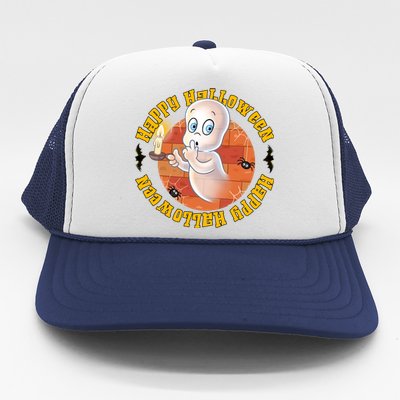 Ghost Happy Halloween Casper Ghost Pumpkin Trick Or Treat Trucker Hat