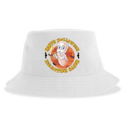 Ghost Happy Halloween Casper Ghost Pumpkin Trick Or Treat Sustainable Bucket Hat