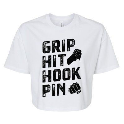 Grip Hit Hook Pin Arm Wrestling Arm Wrestler Bella+Canvas Jersey Crop Tee