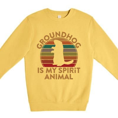 Ground Hog Is My Spirit Animal Gift Silhouette Groundhog Day Premium Crewneck Sweatshirt