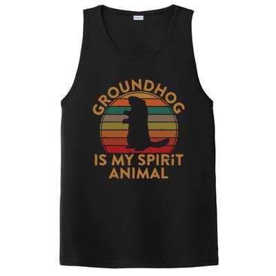 Ground Hog Is My Spirit Animal Gift Silhouette Groundhog Day PosiCharge Competitor Tank