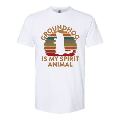 Ground Hog Is My Spirit Animal Gift Silhouette Groundhog Day Softstyle® CVC T-Shirt