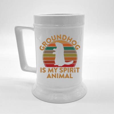 Ground Hog Is My Spirit Animal Gift Silhouette Groundhog Day Beer Stein