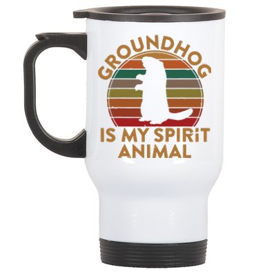 Ground Hog Is My Spirit Animal Gift Silhouette Groundhog Day Stainless Steel Travel Mug