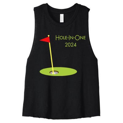 Golf Hole In One 2024 Sport Themed Golfing Design For Golfer Women's Racerback Cropped Tank