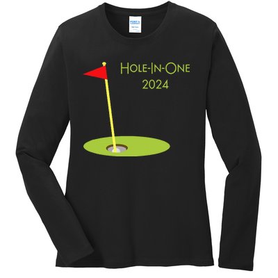 Golf Hole In One 2024 Sport Themed Golfing Design For Golfer Ladies Long Sleeve Shirt