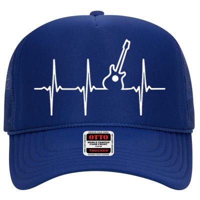 Guitar Heartbeat Instrument Gift High Crown Mesh Back Trucker Hat