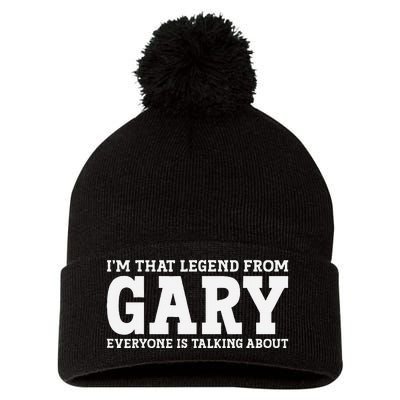 Gary Hometown In Indiana Home Roots Funny City Gary Pom Pom 12in Knit Beanie