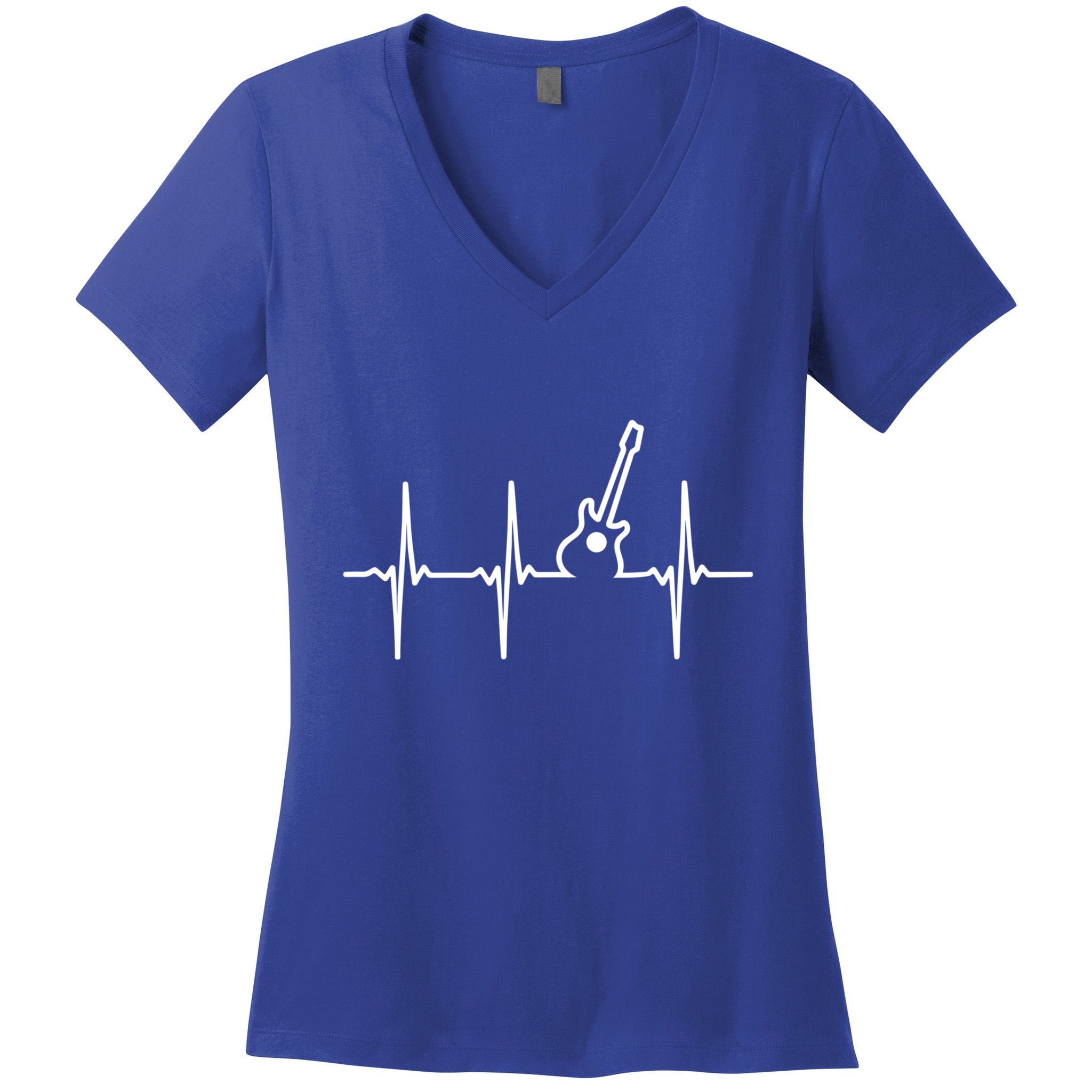 Guitar Heartbeat Instrut Gift Cute Gift Women's V-Neck T-Shirt