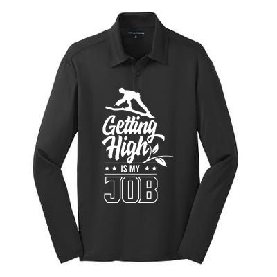 Getting High Is My Job Silk Touch Performance Long Sleeve Polo