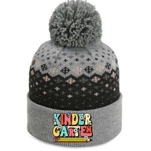 Groovy Hello Kindergarten Vibes Retro Teacher To School The Baniff Cuffed Pom Beanie