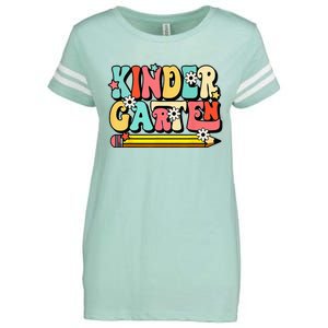 Groovy Hello Kindergarten Vibes Retro Teacher To School Enza Ladies Jersey Football T-Shirt