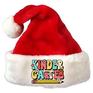 Groovy Hello Kindergarten Vibes Retro Teacher To School Premium Christmas Santa Hat