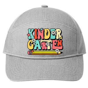 Groovy Hello Kindergarten Vibes Retro Teacher To School 7-Panel Snapback Hat