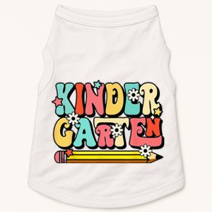 Groovy Hello Kindergarten Vibes Retro Teacher To School Doggie Tank