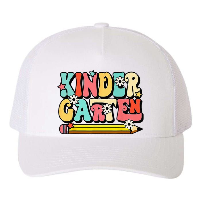 Groovy Hello Kindergarten Vibes Retro Teacher To School Yupoong Adult 5-Panel Trucker Hat