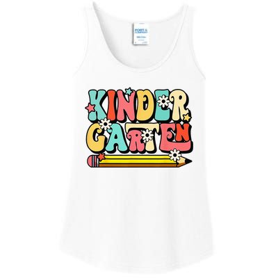 Groovy Hello Kindergarten Vibes Retro Teacher To School Ladies Essential Tank