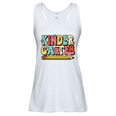 Groovy Hello Kindergarten Vibes Retro Teacher To School Ladies Essential Flowy Tank