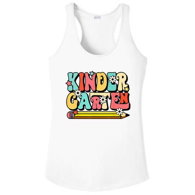 Groovy Hello Kindergarten Vibes Retro Teacher To School Ladies PosiCharge Competitor Racerback Tank