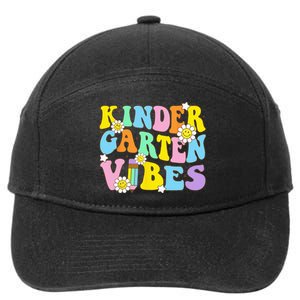 Groovy Hello Kindergarten Vibes Retro Teacher Back To School 7-Panel Snapback Hat