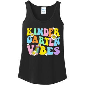 Groovy Hello Kindergarten Vibes Retro Teacher Back To School Ladies Essential Tank