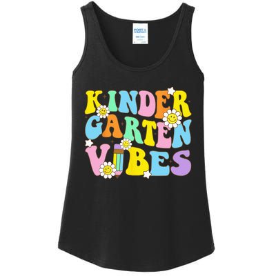 Groovy Hello Kindergarten Vibes Retro Teacher Back To School Ladies Essential Tank