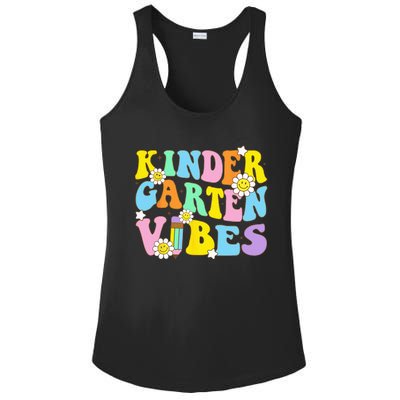 Groovy Hello Kindergarten Vibes Retro Teacher Back To School Ladies PosiCharge Competitor Racerback Tank