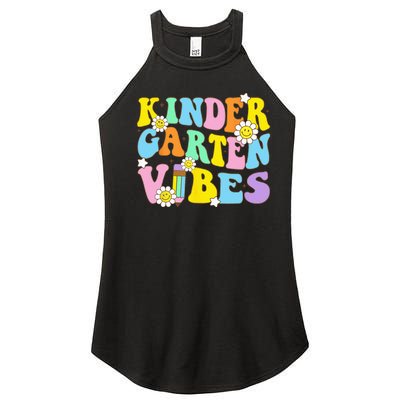 Groovy Hello Kindergarten Vibes Retro Teacher Back To School Women’s Perfect Tri Rocker Tank