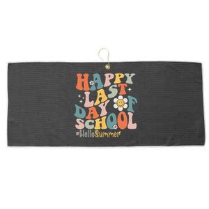 Groovy Happy Last Day of School Teacher Student Hello Summer Large Microfiber Waffle Golf Towel