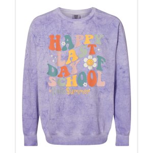 Groovy Happy Last Day Of School Teacher Student Hello Summer Colorblast Crewneck Sweatshirt