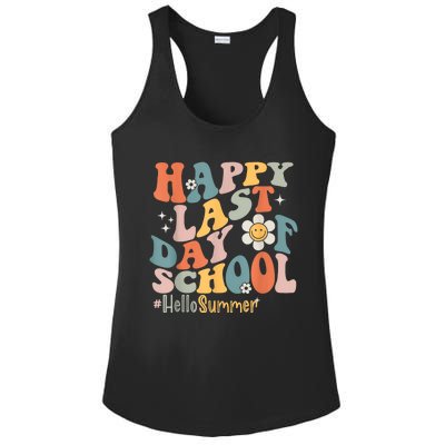 Groovy Happy Last Day Of School Teacher Student Hello Summer Ladies PosiCharge Competitor Racerback Tank