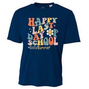 Groovy Happy Last Day Of School Teacher Student Hello Summer Cooling Performance Crew T-Shirt