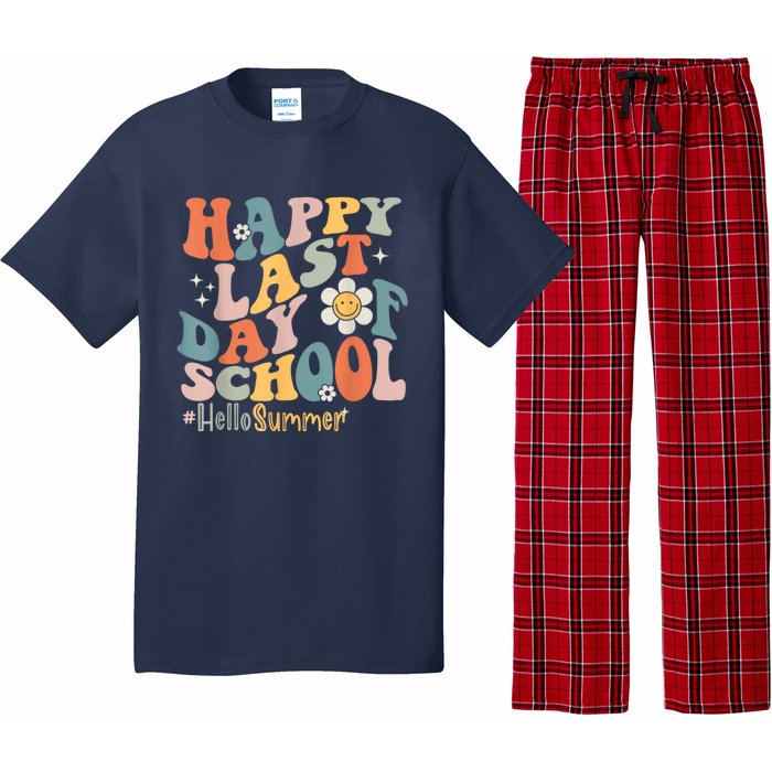 Groovy Happy Last Day Of School Teacher Student Hello Summer Pajama Set