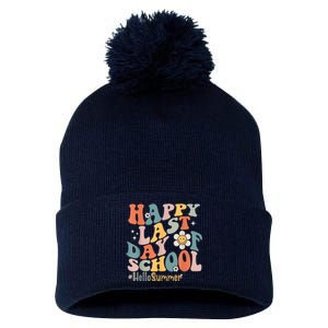 Groovy Happy Last Day Of School Teacher Student Hello Summer Pom Pom 12in Knit Beanie