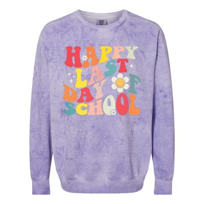 Groovy Happy Last Day Of School Teacher Student Graduation Colorblast Crewneck Sweatshirt