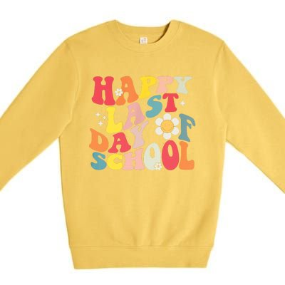 Groovy Happy Last Day Of School Teacher Student Graduation Premium Crewneck Sweatshirt