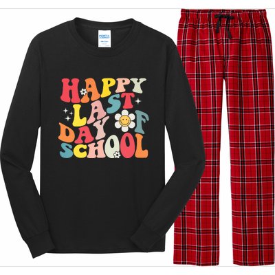 Groovy Happy Last Day Of School Teacher Student Graduation Long Sleeve Pajama Set