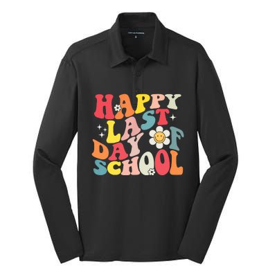 Groovy Happy Last Day Of School Teacher Student Graduation Silk Touch Performance Long Sleeve Polo