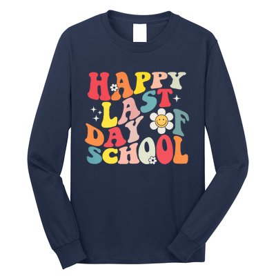 Groovy Happy Last Day Of School Teacher Student Graduation Long Sleeve Shirt