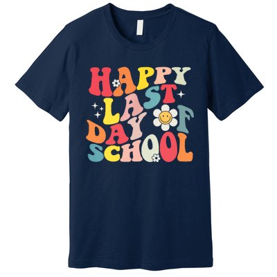 Groovy Happy Last Day Of School Teacher Student Graduation Premium T-Shirt