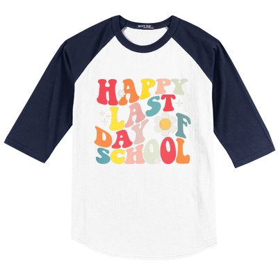 Groovy Happy Last Day Of School Teacher Student Graduation Baseball Sleeve Shirt