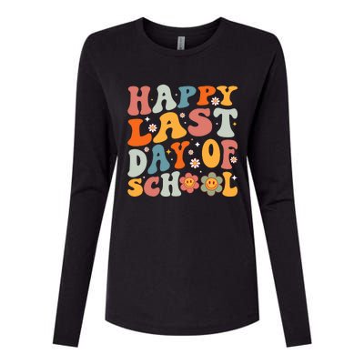 Groovy Happy Last Day Of School Teacher Student Graduation Womens Cotton Relaxed Long Sleeve T-Shirt