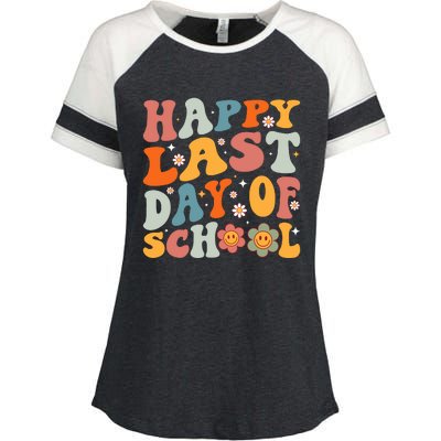 Groovy Happy Last Day Of School Teacher Student Graduation Enza Ladies Jersey Colorblock Tee