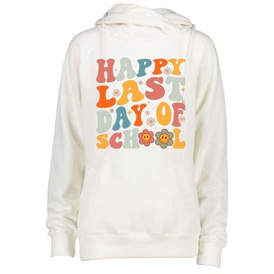 Groovy Happy Last Day Of School Teacher Student Graduation Womens Funnel Neck Pullover Hood