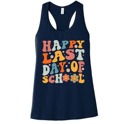 Groovy Happy Last Day Of School Teacher Student Graduation Women's Racerback Tank