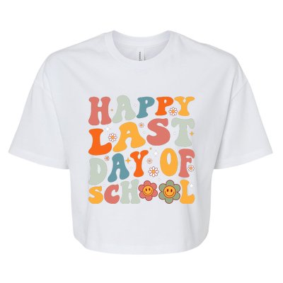 Groovy Happy Last Day Of School Teacher Student Graduation Bella+Canvas Jersey Crop Tee