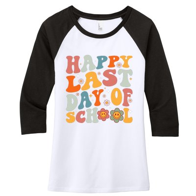 Groovy Happy Last Day Of School Teacher Student Graduation Women's Tri-Blend 3/4-Sleeve Raglan Shirt