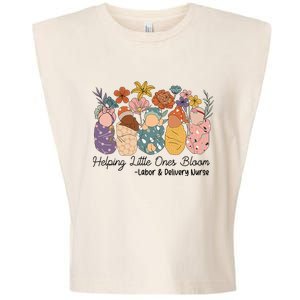 Groovy Helping Little Ones Bloom Labor & Delivery Nurse Garment-Dyed Women's Muscle Tee