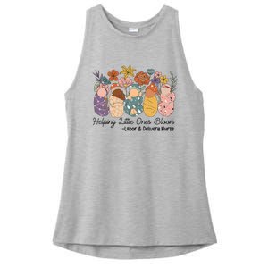 Groovy Helping Little Ones Bloom Labor & Delivery Nurse Ladies PosiCharge Tri-Blend Wicking Tank