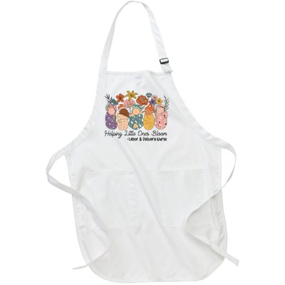 Groovy Helping Little Ones Bloom Labor & Delivery Nurse Full-Length Apron With Pockets